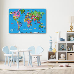 Illustrated World Map with Countries and Continents by Carla Daly