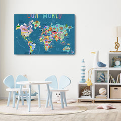 Our World Illustrated World Map for Kids