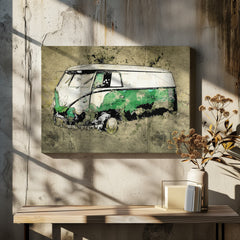 Volkswagen vw combi green by Lembayung senja studio [Vintage Poster]