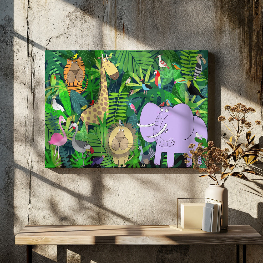 Jungle Animals Deep in the Jungle Foliage by Artist Carla Daly