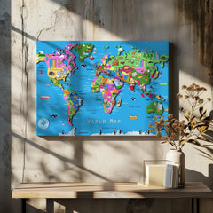 Illustrated World Map with Countries and Continents by Carla Daly