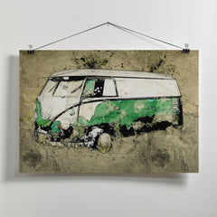 Volkswagen vw combi green by Lembayung senja studio [Vintage Poster]