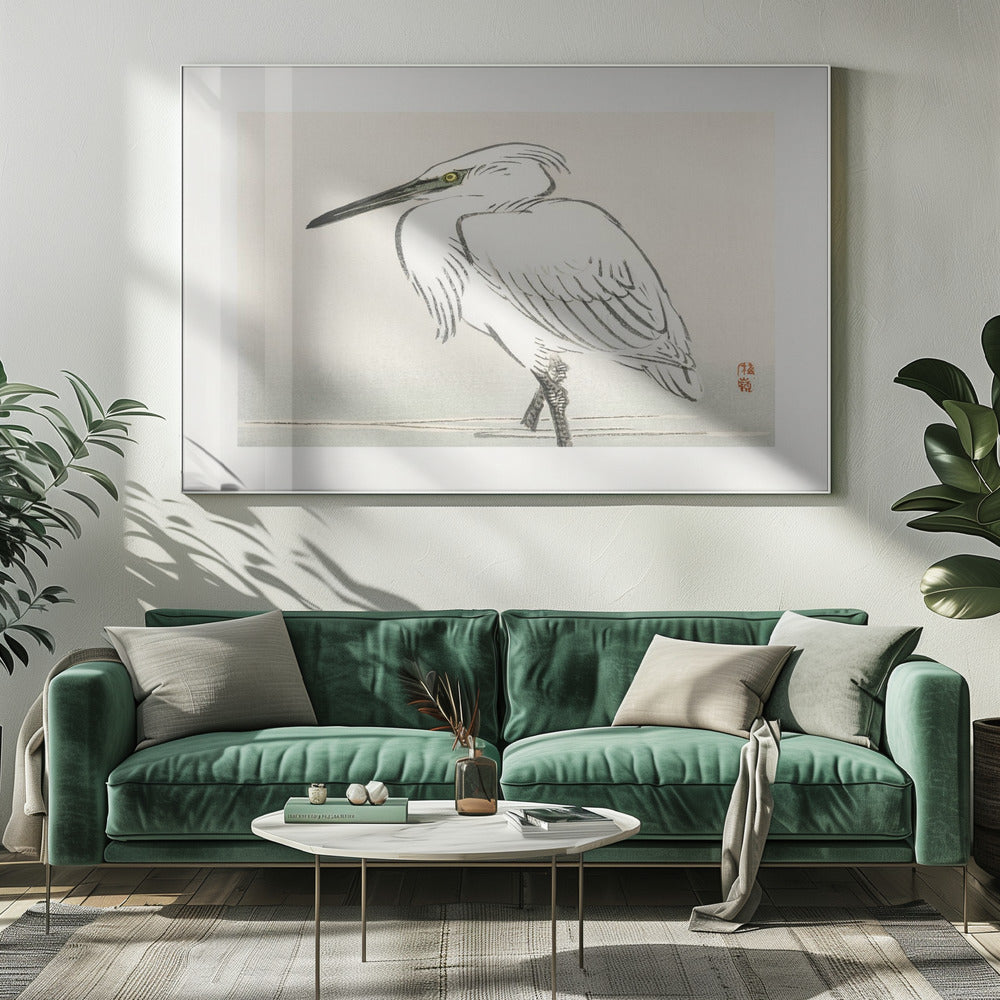 Snowy Egret by Kono Bairei