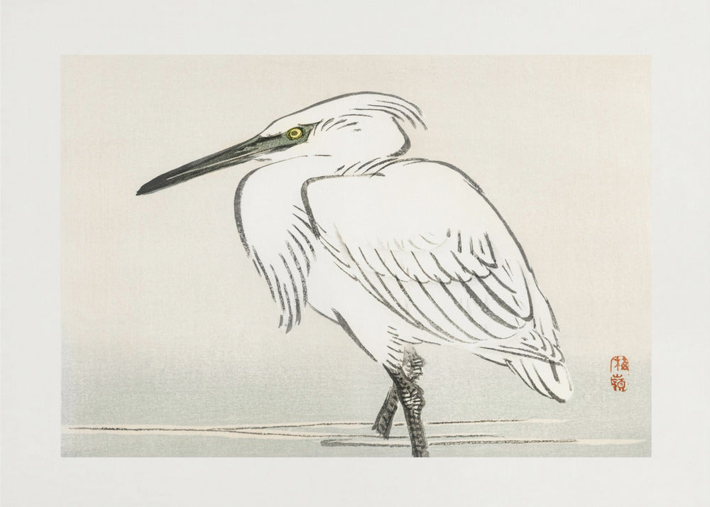 Snowy Egret by Kono Bairei