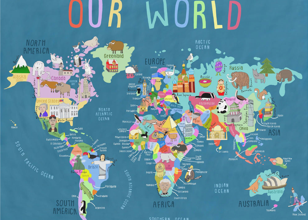 Our World Illustrated World Map for Kids