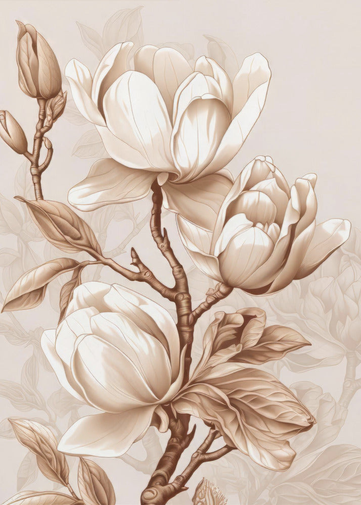 Beige Flowers 2 by Bilge Paksoylu