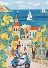 Travel poster woman on the Amalfi coast, Italy by Caroline Bonne Müller