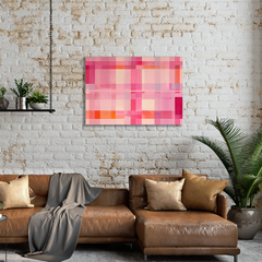 Wall Art Print - Abstract Pink And White Checkered Material Horizontal