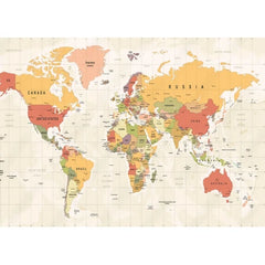 Wall Art Print - Vintage World Map Vector Detailed Illustration