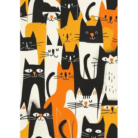 Wall Art Print - Happy and playful cats