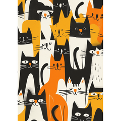 Wall Art Print - Happy and playful cats