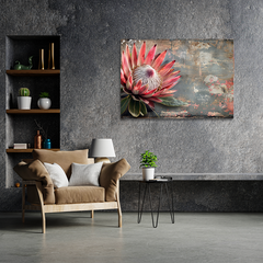 Wall Art Print - Vintage Look Protea Flower