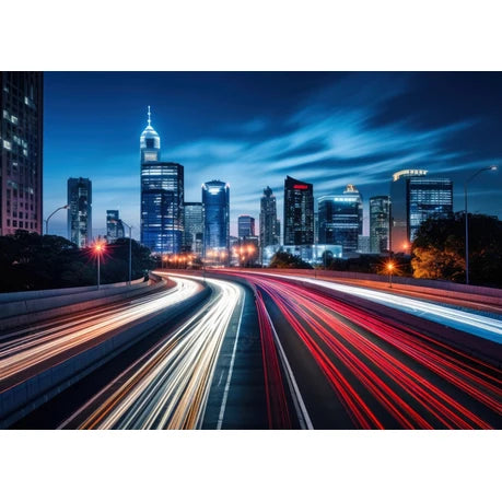Wall Art Print - Motion Blur of a Busy Highway During the Evening
