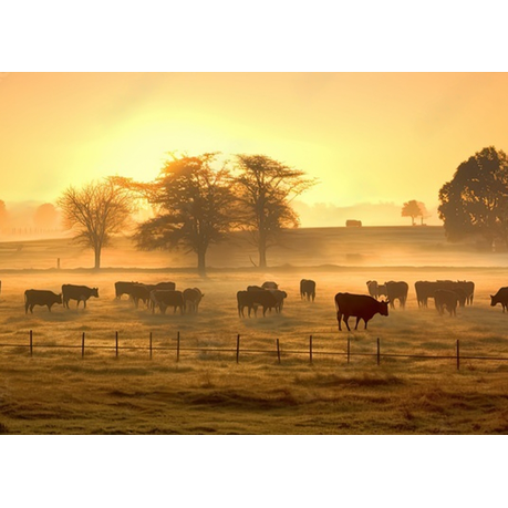 Wall Art Print - Panorama of Grazing Cows in a Meadow