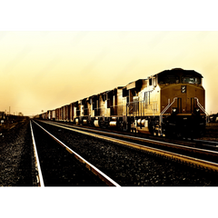 Wall Art Print - Freight train running through Arizona at sunset