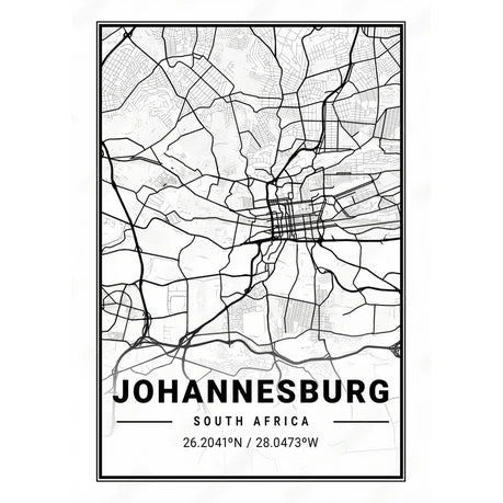 Wall Art Print - Map Johannesburg