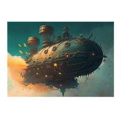 Wall Art Print - Steampunk Airship in the Clouds