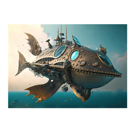 Wall Art Print - Steampunk Nautical Airship
