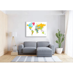 Wall Art Print - Colourful Vector World Map