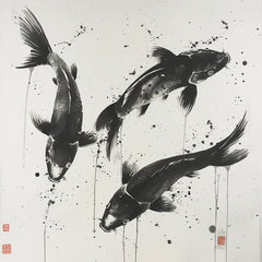 Wall Art Print - Black and white koi