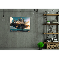 Wall Art Print - Steampunk Airship Above Waves
