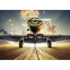 Wall Art Print - Historical aircraft on a runway at sunset