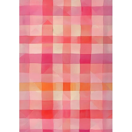 Wall Art Print - Abstract pink and white checkered material vertical