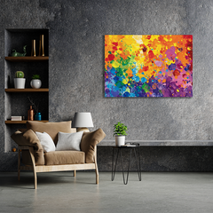 Wall Art Print - Abstract Orange and Blue Paint on Canvas