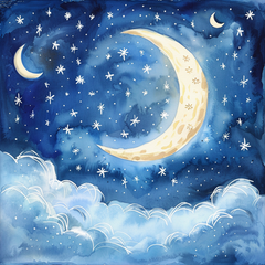 Wall Art Print - Kiddies Moon and stars