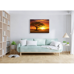 Wall Art Print - Sunset on the African Plains with Acacia Tree