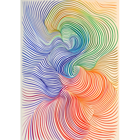 Wall Art Print - Abstract lines of colour in reds and blues