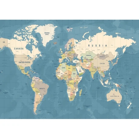 Wall Art Print - Vector Detailed Illustration of World Map