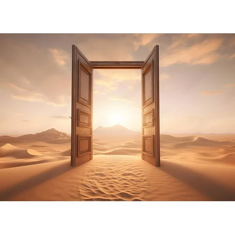 Wall Art Print - 3D illustration of Opened Door on Desert