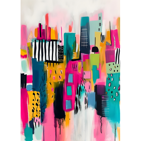 Wall Art Print - Abstract Pink City