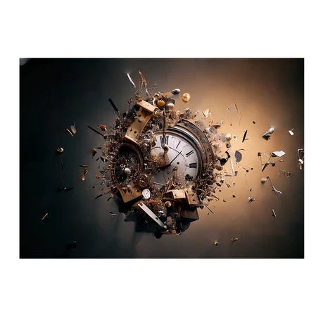 Wall Art Print - Steampunk Wall Clock Explosion
