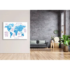 Wall Art Print - Earth Map with Names of Countries
