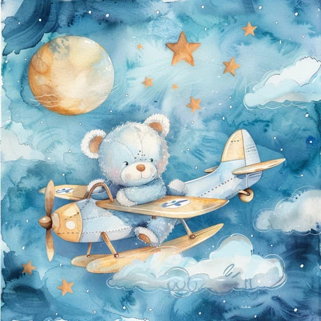 Wall Art Print - Teddy flying in the sky