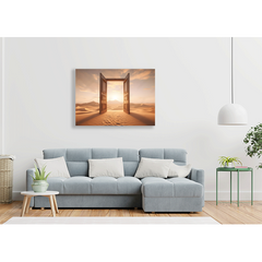 Wall Art Print - 3D illustration of Opened Door on Desert